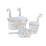Maxbell 3 Pieces Hanging Flowerpots Rail Planters for Farmhouse Patio Indoor Outdoor White