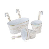 Maxbell 3 Pieces Hanging Flowerpots Rail Planters for Farmhouse Patio Indoor Outdoor White