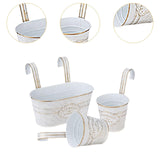 Maxbell 3 Pieces Hanging Flowerpots Rail Planters for Farmhouse Patio Indoor Outdoor White