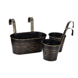 Maxbell 3 Pieces Hanging Flowerpots Rail Planters for Farmhouse Patio Indoor Outdoor Black