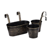 Maxbell 3 Pieces Hanging Flowerpots Rail Planters for Farmhouse Patio Indoor Outdoor Black