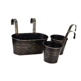 Maxbell 3 Pieces Hanging Flowerpots Rail Planters for Farmhouse Patio Indoor Outdoor Black