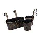 Maxbell 3 Pieces Hanging Flowerpots Rail Planters for Farmhouse Patio Indoor Outdoor Black