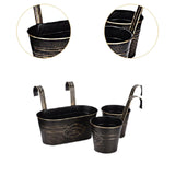 Maxbell 3 Pieces Hanging Flowerpots Rail Planters for Farmhouse Patio Indoor Outdoor Black