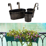 Maxbell 3 Pieces Hanging Flowerpots Rail Planters for Farmhouse Patio Indoor Outdoor Black