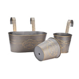 Maxbell 3 Pieces Hanging Flowerpots Rail Planters for Farmhouse Patio Indoor Outdoor Brown