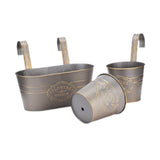 Maxbell 3 Pieces Hanging Flowerpots Rail Planters for Farmhouse Patio Indoor Outdoor Brown