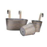 Maxbell 3 Pieces Hanging Flowerpots Rail Planters for Farmhouse Patio Indoor Outdoor Brown