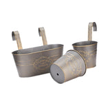 Maxbell 3 Pieces Hanging Flowerpots Rail Planters for Farmhouse Patio Indoor Outdoor Brown