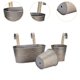 Maxbell 3 Pieces Hanging Flowerpots Rail Planters for Farmhouse Patio Indoor Outdoor Brown