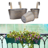 Maxbell 3 Pieces Hanging Flowerpots Rail Planters for Farmhouse Patio Indoor Outdoor Brown