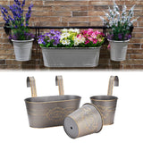 Maxbell 3 Pieces Hanging Flowerpots Rail Planters for Farmhouse Patio Indoor Outdoor Brown