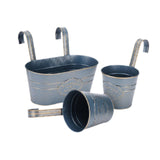 Maxbell 3 Pieces Hanging Flowerpots Rail Planters for Farmhouse Patio Indoor Outdoor Blue