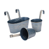 Maxbell 3 Pieces Hanging Flowerpots Rail Planters for Farmhouse Patio Indoor Outdoor Blue