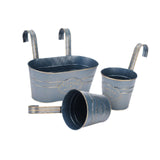 Maxbell 3 Pieces Hanging Flowerpots Rail Planters for Farmhouse Patio Indoor Outdoor Blue