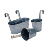 Maxbell 3 Pieces Hanging Flowerpots Rail Planters for Farmhouse Patio Indoor Outdoor Blue