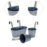 Maxbell 3 Pieces Hanging Flowerpots Rail Planters for Farmhouse Patio Indoor Outdoor Blue