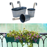 Maxbell 3 Pieces Hanging Flowerpots Rail Planters for Farmhouse Patio Indoor Outdoor Blue