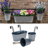 Maxbell 3 Pieces Hanging Flowerpots Rail Planters for Farmhouse Patio Indoor Outdoor Blue
