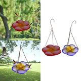 Maxbell Bird Waterer Feeder Weatherproof Stable Feeding Dish for Outside Garden Tree Red Yellow