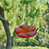Maxbell Bird Waterer Feeder Weatherproof Stable Feeding Dish for Outside Garden Tree Red Yellow