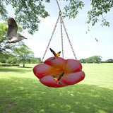 Maxbell Bird Waterer Feeder Weatherproof Stable Feeding Dish for Outside Garden Tree Red Yellow