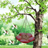 Maxbell Bird Waterer Feeder Weatherproof Stable Feeding Dish for Outside Garden Tree Red Yellow