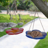 Maxbell Bird Waterer Feeder Weatherproof Stable Feeding Dish for Outside Garden Tree Red Yellow