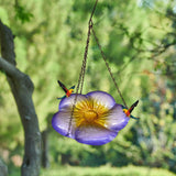 Maxbell Bird Waterer Feeder Weatherproof Stable Feeding Dish for Outside Garden Tree Purple Yellow