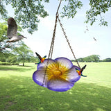 Maxbell Bird Waterer Feeder Weatherproof Stable Feeding Dish for Outside Garden Tree Purple Yellow