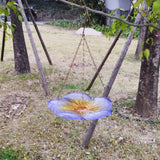 Maxbell Bird Waterer Feeder Weatherproof Stable Feeding Dish for Outside Garden Tree Purple Yellow