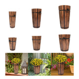 Maxbell Wooden Bucket Barrel Planter for Plants with Ergonomic Handles Patio Planter S Style A