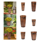 Maxbell Wooden Bucket Barrel Planter for Plants with Ergonomic Handles Patio Planter S Style A