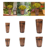 Maxbell Wooden Bucket Barrel Planter for Plants with Ergonomic Handles Patio Planter S Style A