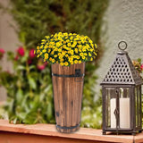 Maxbell Wooden Bucket Barrel Planter for Plants with Ergonomic Handles Patio Planter S Style A