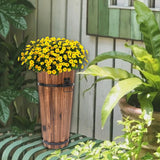 Maxbell Wooden Bucket Barrel Planter for Plants with Ergonomic Handles Patio Planter S Style A