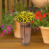 Maxbell Wooden Bucket Barrel Planter for Plants with Ergonomic Handles Patio Planter S Style A