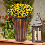 Maxbell Wooden Bucket Barrel Planter for Plants with Ergonomic Handles Patio Planter M Style A