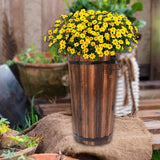 Maxbell Wooden Bucket Barrel Planter for Plants with Ergonomic Handles Patio Planter M Style A