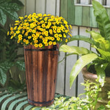 Maxbell Wooden Bucket Barrel Planter for Plants with Ergonomic Handles Patio Planter M Style A