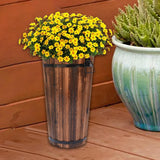 Maxbell Wooden Bucket Barrel Planter for Plants with Ergonomic Handles Patio Planter M Style A
