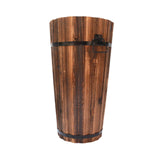 Maxbell Wooden Bucket Barrel Planter for Plants with Ergonomic Handles Patio Planter L Style A