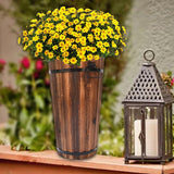 Maxbell Wooden Bucket Barrel Planter for Plants with Ergonomic Handles Patio Planter L Style A