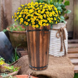 Maxbell Wooden Bucket Barrel Planter for Plants with Ergonomic Handles Patio Planter L Style A