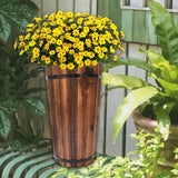 Maxbell Wooden Bucket Barrel Planter for Plants with Ergonomic Handles Patio Planter L Style A