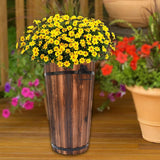Maxbell Wooden Bucket Barrel Planter for Plants with Ergonomic Handles Patio Planter L Style A