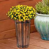 Maxbell Wooden Bucket Barrel Planter for Plants with Ergonomic Handles Patio Planter L Style A