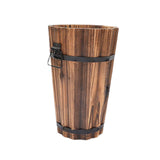 Maxbell Wooden Bucket Barrel Planter for Plants with Ergonomic Handles Patio Planter S Style B