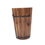 Maxbell Wooden Bucket Barrel Planter for Plants with Ergonomic Handles Patio Planter M Style B