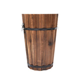 Maxbell Wooden Bucket Barrel Planter for Plants with Ergonomic Handles Patio Planter M Style B